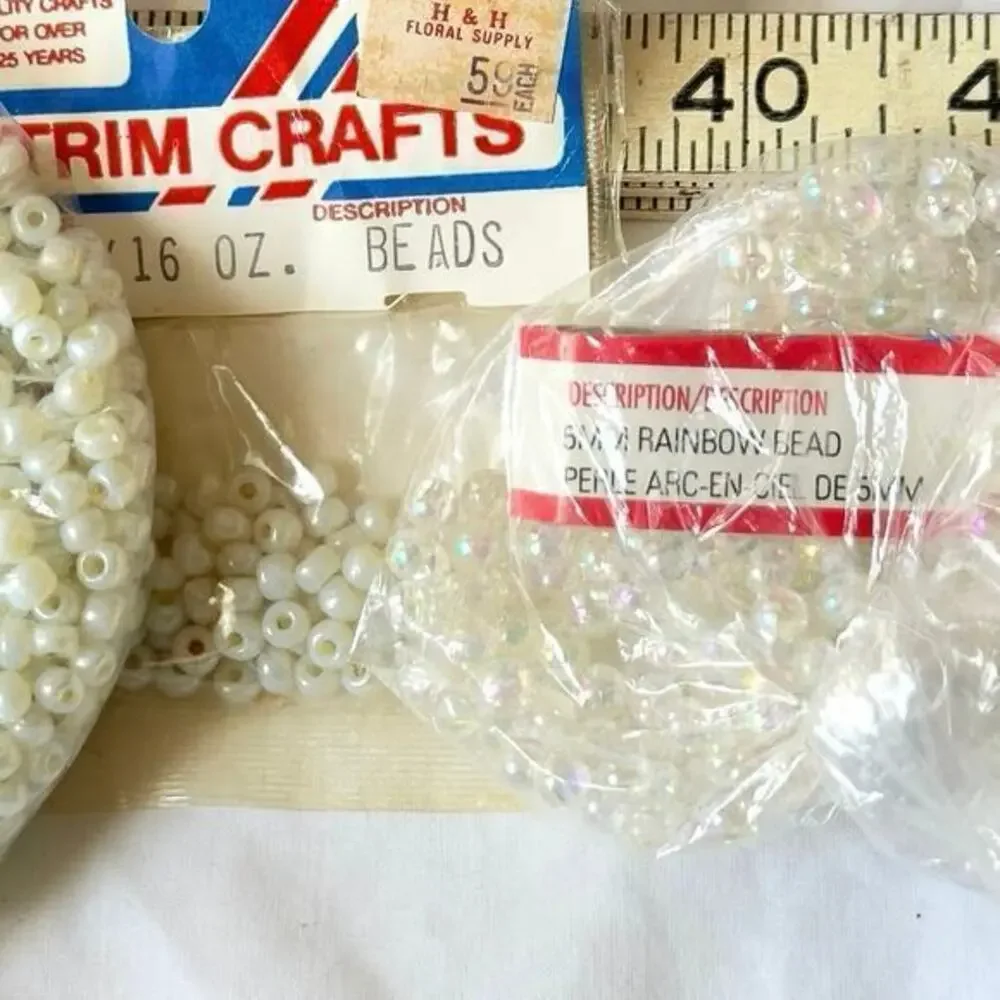 Mixed Lot Rainbow Pearl White Clear Glass Seed Beads Westrim Crafts 80 grams 5mm